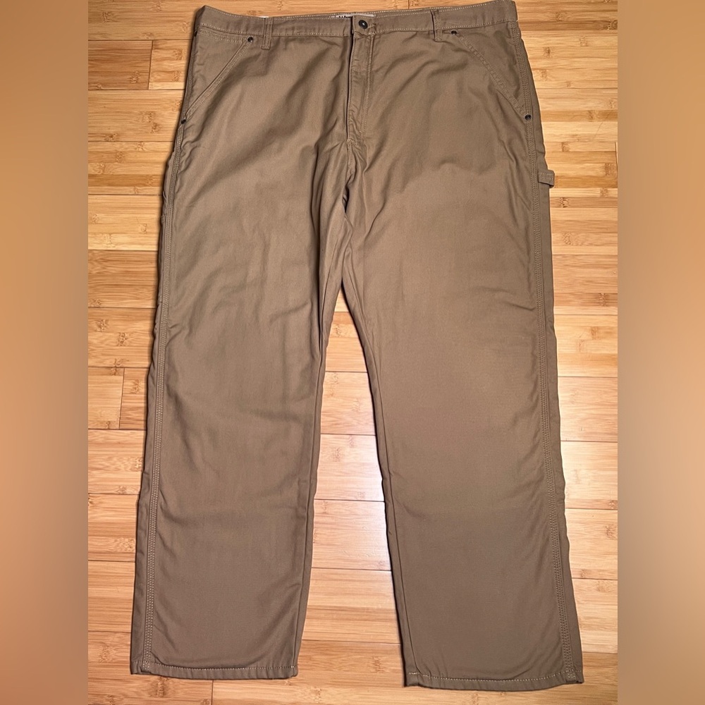 Wrangler Authentics Mens Fleece Lined Carpenter Pant/Cargo Autumn Khaki|Sz:40X30